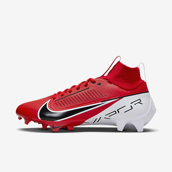 Red and white cleats on sale